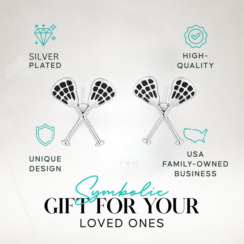 Sportybella Lacrosse Stick Stud Earrings â€“ Silver Plated Stainless Steel Sports Jewelry for Women â€“ Lightweight Hypoallergenic Accessory â€“ 1/2 Inch Post Backs â€“ Gift for Athletes, Coaches, Fans - Image 2